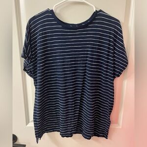 Madewell Navy and White Striped Tee